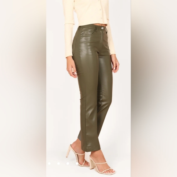 Petal & Pup Ashley Faux Leather Pants - Olive (NWOT) - Picture 2 of 9